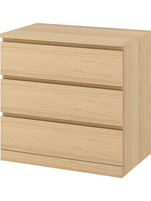 IKEA Malm Ağartılmış Meşe Kaplama 3 Çekmeceli Şifonyer