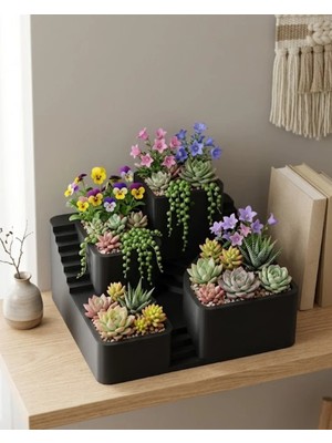 Rivera Tech Rvrtch Kaktüs Saksı Seti Siyah