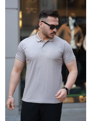 Erkek Yakalı Kagi Kumaş Kısa Kollu T-Shirt