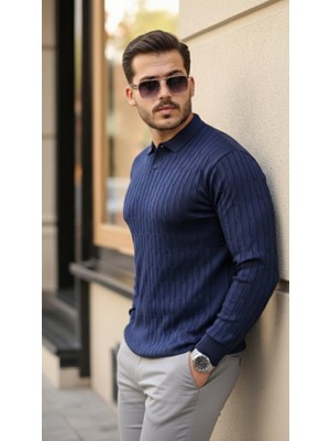 Erkek Saç Örgü Desenli Uzun Kollu Triko