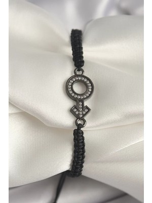 Renas Store Pirinç Füme Renk Zirkon Taşlı Venüs Mars Asansörlü Makrome Model Kadın Bileklik - TJ-BB6796