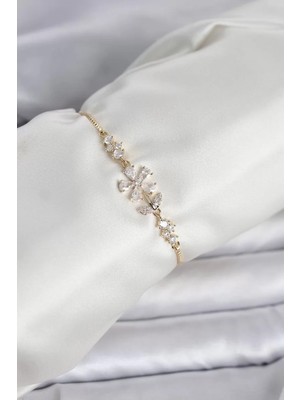 Renas Store Gold Renk Zirkon Taşlı Papatya Model Asansörlü Kadın Bileklik - TJ-BB8334