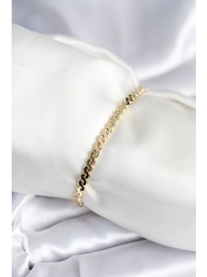 Renas Store Pirinç Gold Renk Yassı Zincir Model Kadın Bileklik - TJ-BB7960
