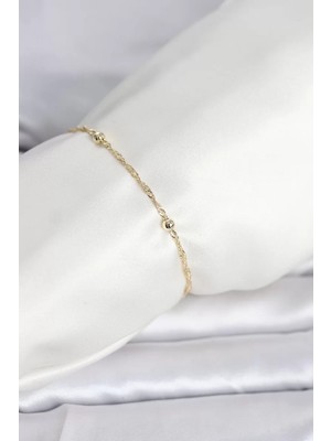 Renas Store cm 14K Gold Renk Burgu Topçuk Model Kadın Bileklik - TJ-BB8281