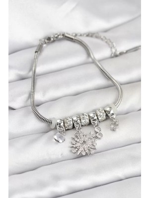 Renas Store Kutup Yıldızı Model Charmlı Gümüş Renk Kadın Bileklik - TJ-BB8214