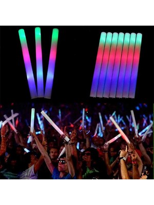 Renas Store LED Işıklı Rengarenk Sünger Parti Çubuk Işıklı Kauçuk Sopa 46 cm