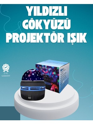 Northcity Döner Galaxy Projektör Gece Lambası – Ay ve Yıldız Işıklı USB Bağlantılı Atmosfer Lamba