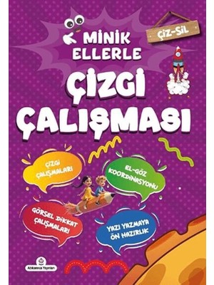 Lisinya Çiz - Sil Minik Ellerle Çizgi Çalışması (Kalem Hediyeli)
