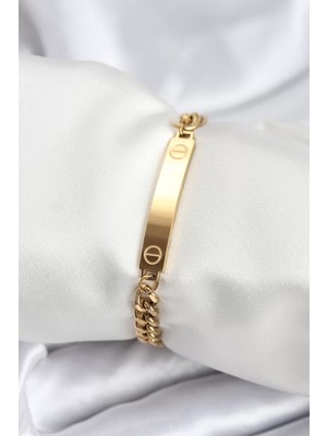 Renas Store Çelik Gold Renk Yazı Yazmaya Kadın Bileklik - TJ-BB7918