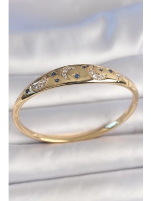 Renas Store Pirinç Gold Renk Zirkon Taşlı Hilal Işleme Taşlı Yıldız Detay Kadın Kelepçe - TJ-BB6920