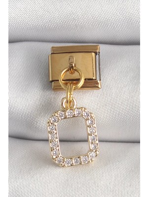 Renas Store Çelik Gold Renk Sallantı Kare Zirkon Taşlı Nomination Charm - TJ-BC1350