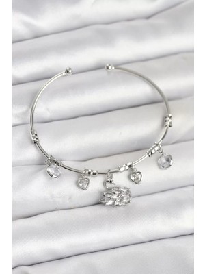 Renas Store Kuğu Charmlı Gümüş Renk Kadın Bileklik - TJ-BB8036