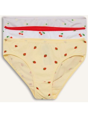 DeFacto Meyve Desenli Penye 3'lü Slip Külot Kız Çocuk H1488A826SM