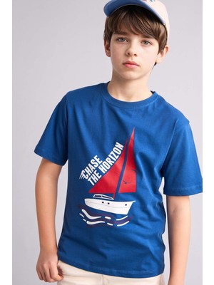 DeFacto New Regular Fit Bisiklet Yaka Baskılı Kısa Kollu Tişört Erkek Çocuk H4316A826HS