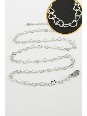 MidasTech Kalp Zincir Çelik Kolye 45 cm Nemere