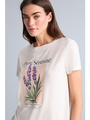 DeFacto Regular Fit Bisiklet Yaka Floral Kısa Kollu Tişört H7608AX26SM
