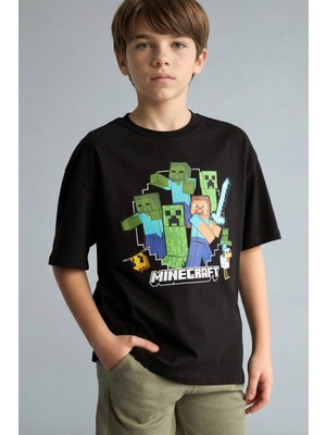DeFacto Minecraft Oversize Bisiklet Yaka Kısa Kollu Tişört Erkek Çocuk H3512A826SM