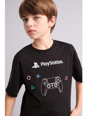 DeFacto PlayStatıon Oversize Bisiklet Yaka Kısa Kollu Tişört Erkek Çocuk H3518A826SM