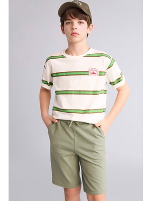 DeFacto New Regular Fit Bisiklet Yaka Baskılı Kısa Kollu Tişört Erkek Çocuk H3076A826SM