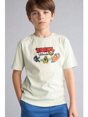 DeFacto Brawl Stars Oversıze Bisiklet Yaka Kısa Kollu Tişört Erkek ÇOCUK H3510A826SM