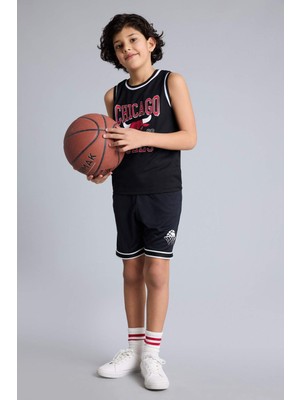 DeFacto Oversıze Spor Baskılı Tül Şort Erkek ÇOCUK H2112A826SM