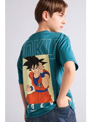 DeFacto Dragon Ball Oversıze Bisiklet Yaka Kısa Kollu Tişört Erkek ÇOCUK H3516A826SM