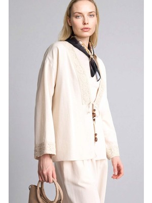 DeFacto Relax Fıt V Yaka Keten Karışımlı Uzun Kollu GÖMLEK H3351AX26SM