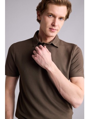 DeFacto Slim Fit Waffle Kısa Kollu Polo Tişört F8628AX26SM