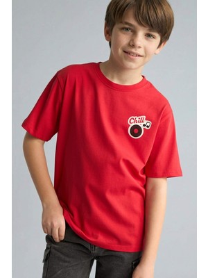 DeFacto %100 Pamuk New Regular Fit Bisiklet Yaka Baskılı Kısa Kollu Tişört Erkek Çocuk H3074A826SM
