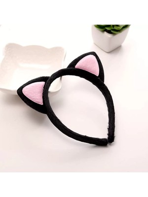 Renas Store Sevimli Kulak Pofuduk Taç Siyah Içi Pembe Renk 17X15 cm