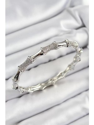 Renas Store Pirinç Zirkon Taşlı Kemik Model Gümüş Renk Vip Kadın Bileklik - TJ-BB7343