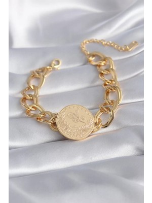 Renas Store Çelik Gold Renk Reşt Altın Model Samanyolu Kadın Bileklik - TJ-BB5867