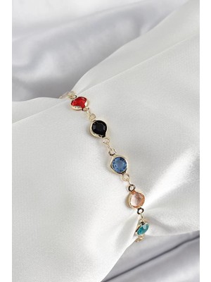 Renas Store Pirinç Asorti Model Gold Renk Zirkon Taşlı Kadın Bileklik - TJ-BB7039