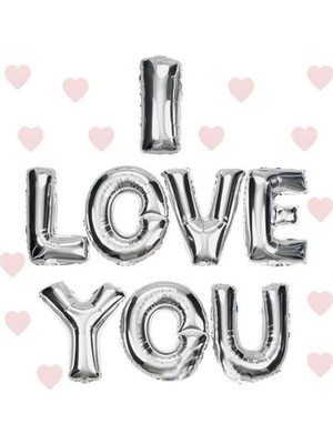 Renas Store I Love You Folyo Balon Gümüş Renk 35 cm