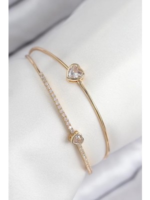 Renas Store Pirinç Zirkon Taşlı Model Gold Renk Kadın Bileklik - TJ-BB7869