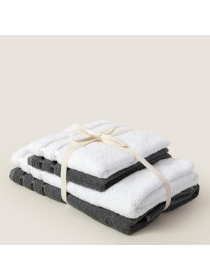 Chakra Chıc %100 Pamuk Aile Seti Beyaz/antrasit