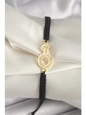 Renas Store Pirinç Gold Renk Zirkon Taşlı Mars Figür Asansörlü Makrome Model Kadın Bileklik - TJ-BB6798