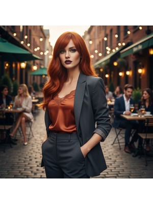 Renas Store Daalı Perçemli Fiber Sen Orta Boy Peruk / Bakır