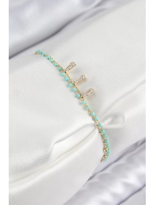 Renas Store Pirinç Zirkon Taşlı Boncuklu Model Gold Renk Kadın Bileklik - TJ-BB7599