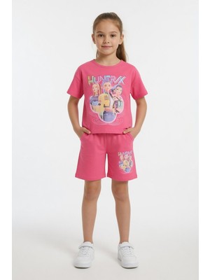 Cansın Mini Pembe Girls Baskılı Kız Çocuk Şortlu Tişörtlü 2li Takım  23853