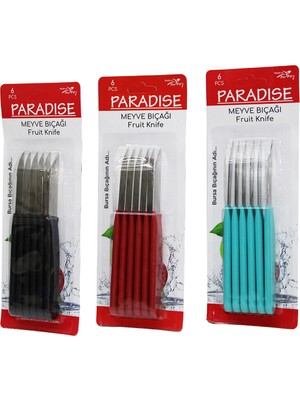 Savarga 6 Parça  Meyve Bıçak Renkli Plastik Saplı (4801)