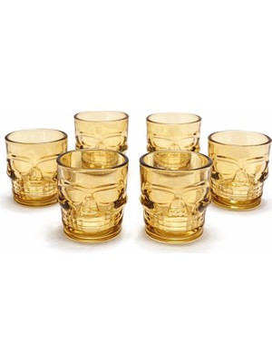 SHC4200 6'lı Kurukafa Sepya Cam Shot Bardağı Seti