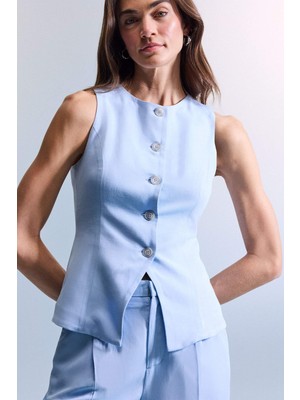 DeFacto Fitted Keten Karışımlı Yelek H4199AX26SM