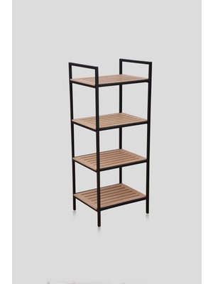 Feyza Design Metal Ahşap Desenli Dekoratif Antre Rafı Anahtarlık Ayakkabılık Salon Açık Dolap