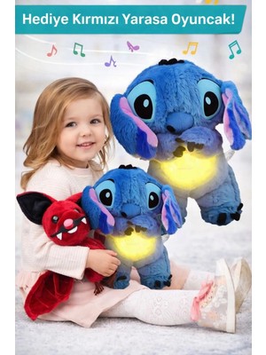 Nivora Nefes Alan Peluş Uyku Arkadaşı Stitch Mavi Renk Kanatlı Yarasa Hediye