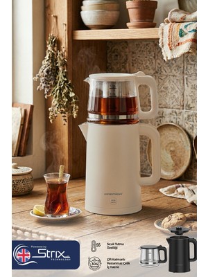 Premier Ptp 3418 2in1 Çay Makinesi & Su Isıtıcı Özellikli – 304 Paslanmaz Çelik, Çift Katmanlı