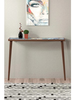 Feyza Design Liverpool 22X102CM Dresuar Doğal Ağaç Çift Sıra Traverten Taşlı Antre Hol Koridor