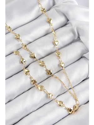 Almira Butik Mey Ithalat® Pirinç Zirkon Taşlı Kalp Model Gold Renk Y Kolye