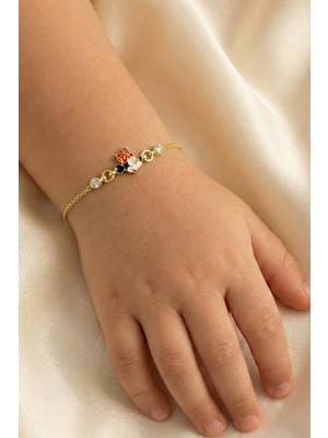Söğütlü Silver 925 Ayar Gümüş Çocuk Bilekliği -  Altın Kaplama Mineli Bebek Künyesi SGTL13334GOLD