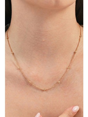 Söğütlü Silver 925 Ayar Gümüş Zincir Rose  Kaplama Italyan Hepsi Top Top Zincir Kolye SGTL13316ROSE